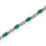 10K White Gold Oval Emerald and Diamond Bracelet