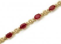 14K Yellow Gold Oval Garnet and Diamond Bracelet