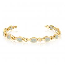 10K Yellow Gold Oval Opal and Diamond Bracelet