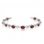 10K White Gold Oval Garnet and Diamond Bracelet