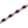 14K Yellow Gold Oval Amethyst and Diamond Bracelet