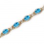 14K Yellow Gold Oval Blue Topaz and Diamond Bracelet