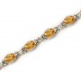 14K White Gold Oval Citrine and Diamond Bracelet