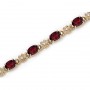 14K Yellow Gold Oval Garnet and Diamond Bracelet