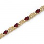 14K Yellow Gold Oval Garnet and Diamond Bracelet