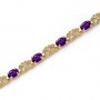 14K Yellow Gold Oval Amethyst and Diamond Bracelet