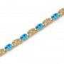 14K Yellow Gold Oval Blue Topaz and Diamond Bracelet