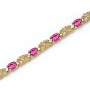 14K Yellow Gold Oval Pink Topaz and Diamond Bracelet