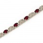 14K White Gold Oval Garnet and Diamond Bracelet