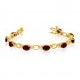 14K Yellow Gold Oval Garnet and Diamond Bracelet