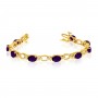 14K Yellow Gold Oval Amethyst and Diamond Bracelet