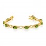 14K Yellow Gold Oval Peridot and Diamond Bracelet