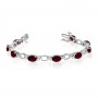 14K White Gold Oval Garnet and Diamond Bracelet