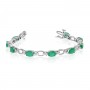 14K White Gold Oval Emerald and Diamond Bracelet