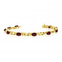 14K Yellow Gold Oval Garnet Bracelet