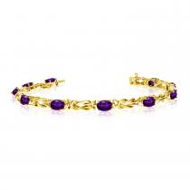 14K Yellow Gold Oval Amethyst Bracelet