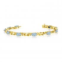 14K Yellow Gold Oval Aquamarine Bracelet