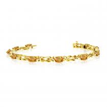 14K Yellow Gold Oval Citrine Bracelet