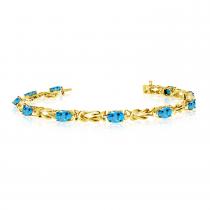 14K Yellow Gold Oval Blue Topaz Bracelet