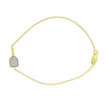 14K Yellow Gold Pave Diamond Pickleball Racket Bracelet