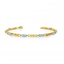 14K Yellow Gold Oval Aquamarine and Diamond Bracelet