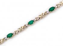 14K Yellow Gold Oval Emerald and Diamond Bracelet