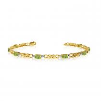 14K Yellow Gold Oval Peridot and Diamond Bracelet