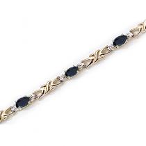 14K Yellow Gold Oval Sapphire and Diamond Bracelet