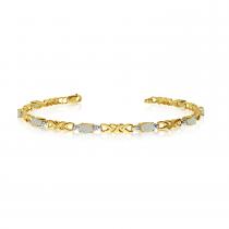 14K Yellow Gold Oval Opal and Diamond Bracelet