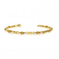 14K Yellow Gold Oval Citrine and Diamond Bracelet