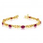 14K Yellow Gold Oval Ruby and Diamond Bracelet