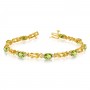 14K Yellow Gold Oval Peridot and Diamond Bracelet