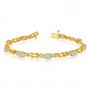 14K Yellow Gold Oval Opal and Diamond Bracelet