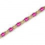 14K Yellow Gold Oval Pink Topaz Bracelet