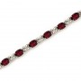 14K White Gold Oval Garnet Bracelet