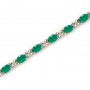 14K White Gold Oval Emerald Bracelet