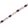 14K Yellow Gold Oval Amethyst and Diamond Bracelet