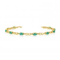 14K Yellow Gold Oval Emerald and Diamond Bracelet