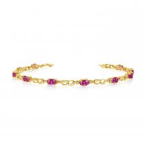 14K Yellow Gold Oval Ruby and Diamond Bracelet