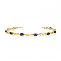 14K Yellow Gold Oval Sapphire and Diamond Bracelet