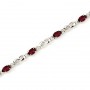 14K White Gold Oval Garnet and Diamond Bracelet