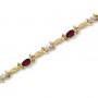 14K Yellow Gold Oval Garnet and Diamond Bracelet