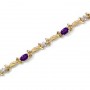 14K Yellow Gold Oval Amethyst and Diamond Bracelet