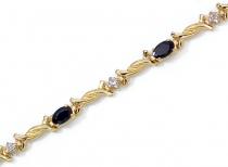 14K Yellow Gold Oval Sapphire and Diamond Bracelet