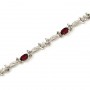 14K White Gold Oval Garnet and Diamond Bracelet