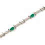 14K White Gold Oval Emerald and Diamond Bracelet