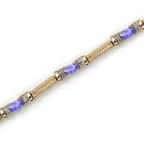 10K Yellow Gold Oval Tanzanite and Diamond Bracelet