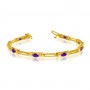 14K Yellow Gold Oval Amethyst and Diamond Bracelet