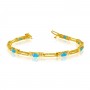 14K Yellow Gold Oval Blue Topaz and Diamond Bracelet