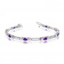 14K White Gold Oval Amethyst and Diamond Bracelet